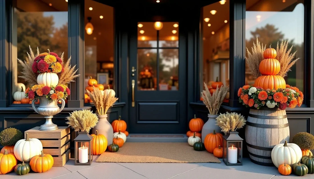 Boutique Storefront Fall Styling: Attract Foot Traffic with a Signature Pumpkin Entrance