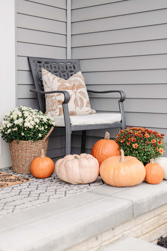 Fall front porch display on a Hawthorn Woods estate lot